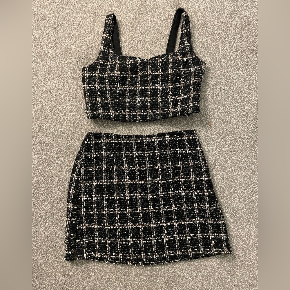 Abercrombie Black and White Tweed Skirt Set
